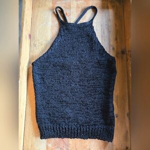 🖤✨️ VINTAGE & RARE FIND - Black Knit Stretchy Sheer Crop Top - Size S ✨️🖤